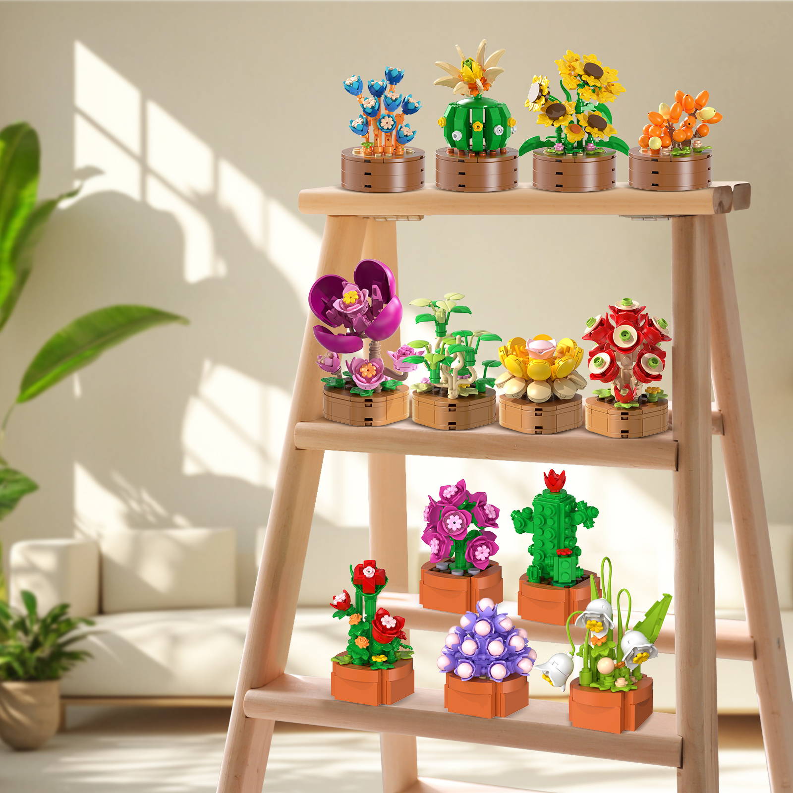 CUBIMANA 15 Pack Flowers Plants Mini Building Sets - 1314PCS 3.6MM